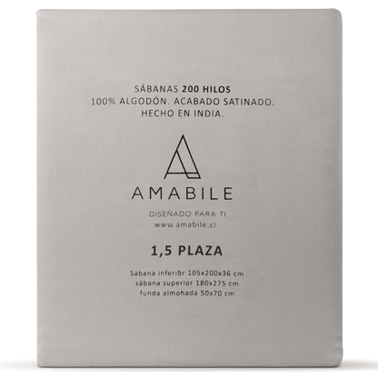 Juego De Sábanas 2 Plazas Algodón Indio 200 Hilos