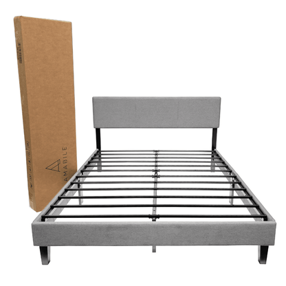 Base De Cama Cortona Con Respaldo Gris claro 2 Plazas
