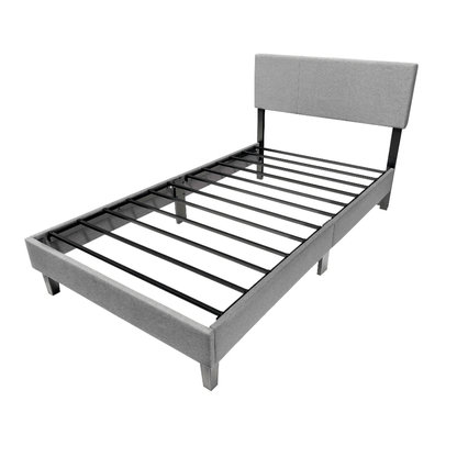 Base de cama Cortona con Respaldo 1 Plaza Gris Claro