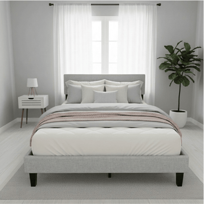 Base De Cama Cortona Con Respaldo Gris claro 2 Plazas