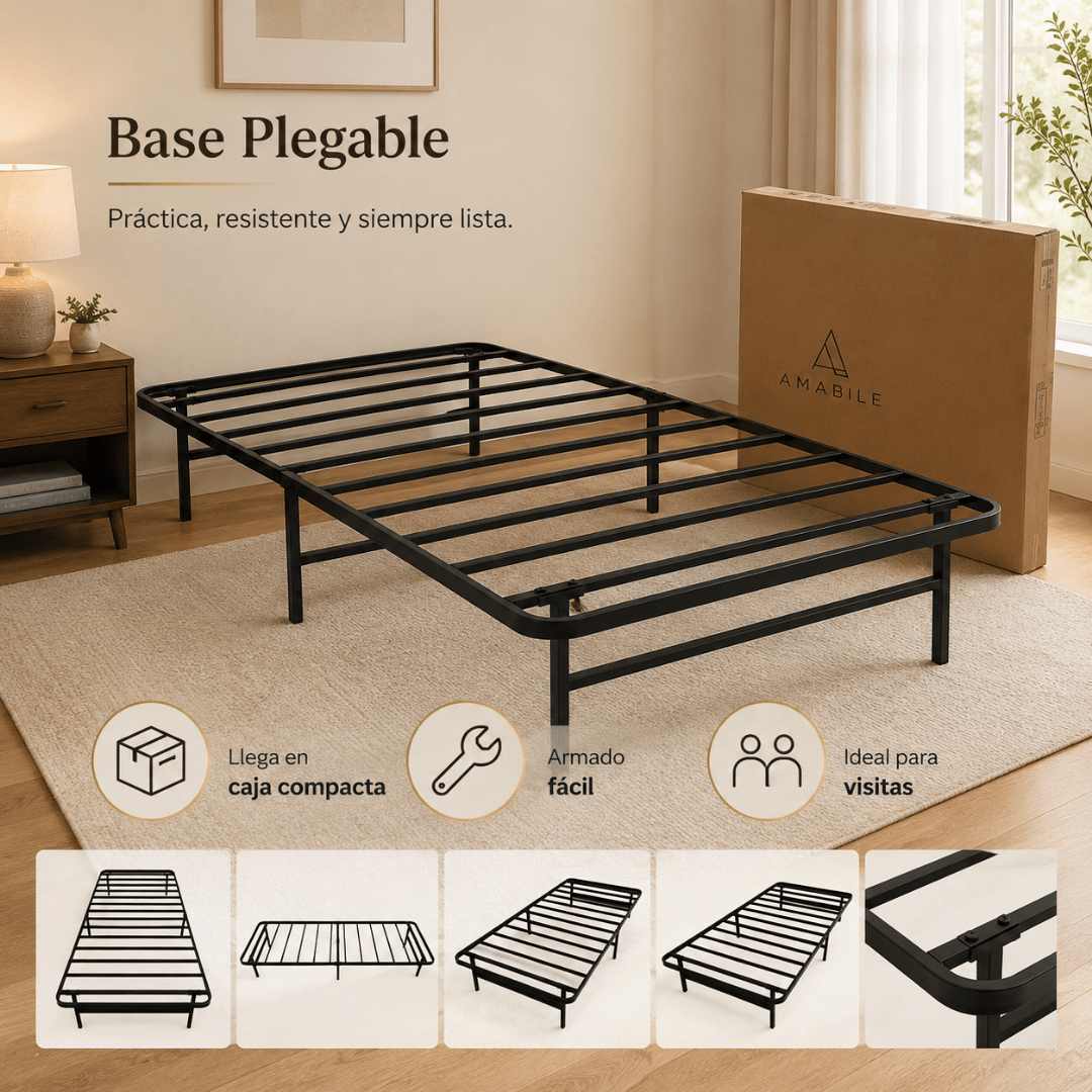 Base de Cama Fácil de Guardar Plegable FOGGIA 30 cms alto 1 Plaza