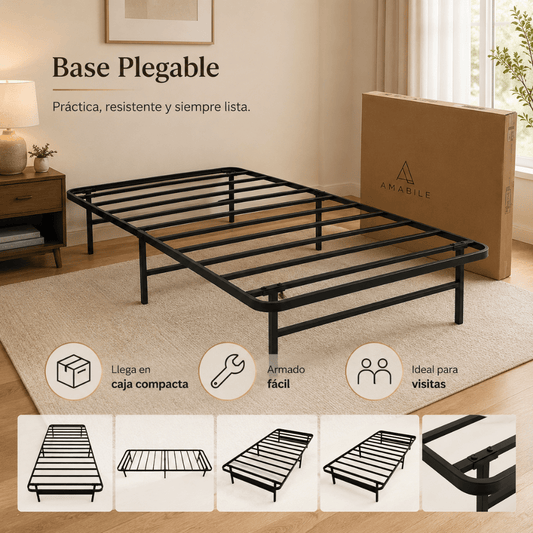 Base de Cama 1 Plaza Fácil de Guardar Plegable FOGGIA 30 cms alto