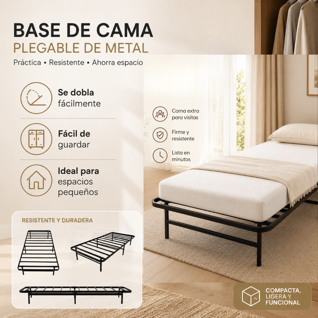Base de Cama Fácil de Guardar Plegable FOGGIA 30 cms alto 1 Plaza