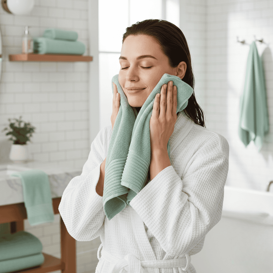 Toalla Mano / Cara 500g   50cms x 90cms Verde Agua 100% Algodón Indio