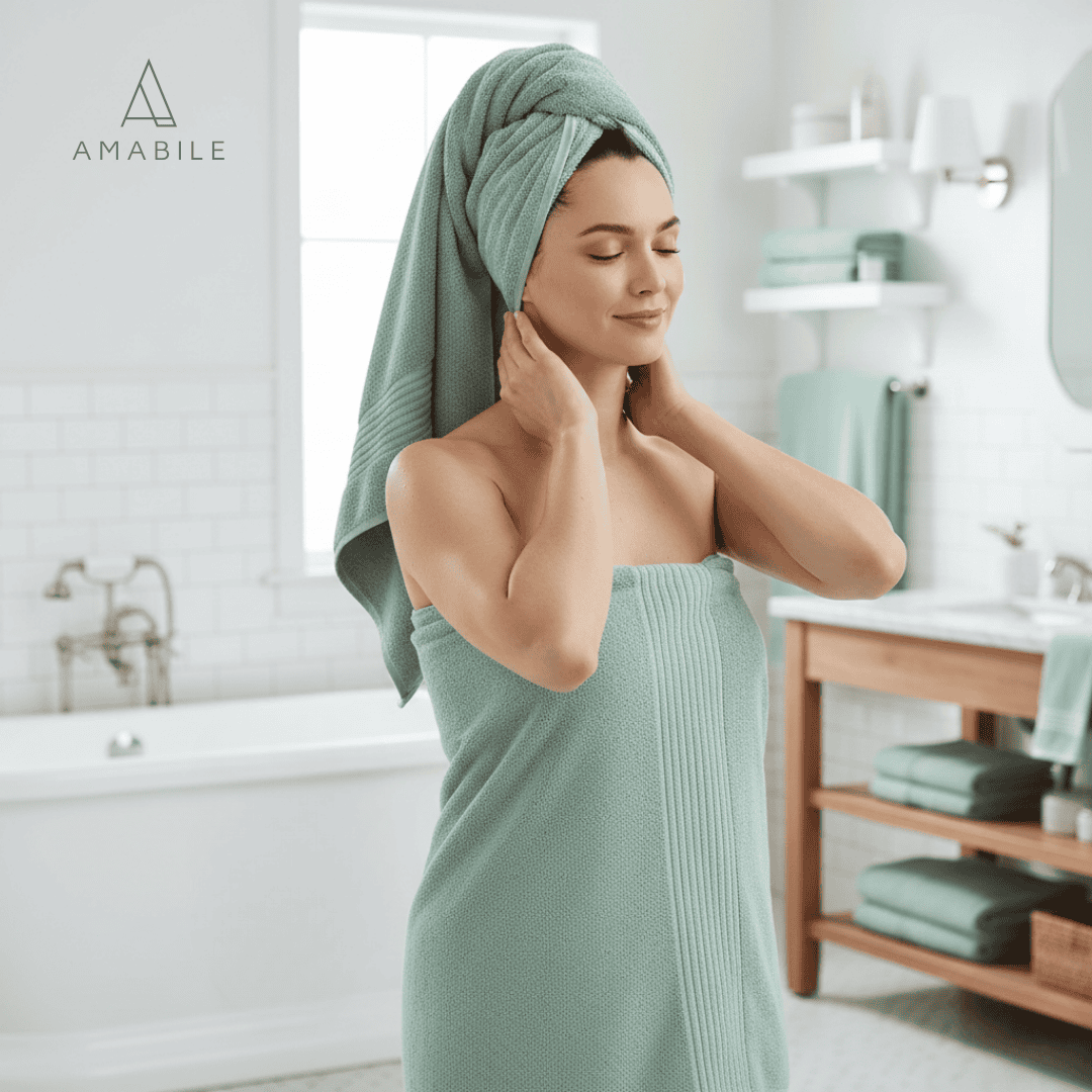 Toalla Cuerpo 500g 85 x 150cms Verde Agua 100% Algodón Indio