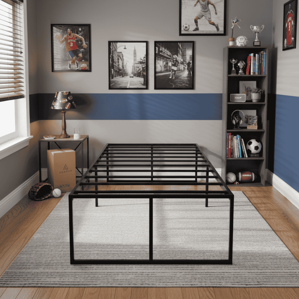 Base De Cama 40cm Amabile Siena 1.5 Plazas Fierro Negro