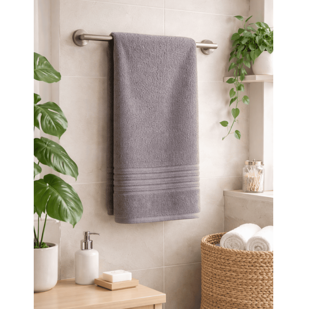 Toalla Baño Extra Grande 90x180 cm 500 g  100% Algodón Gris Oscuro