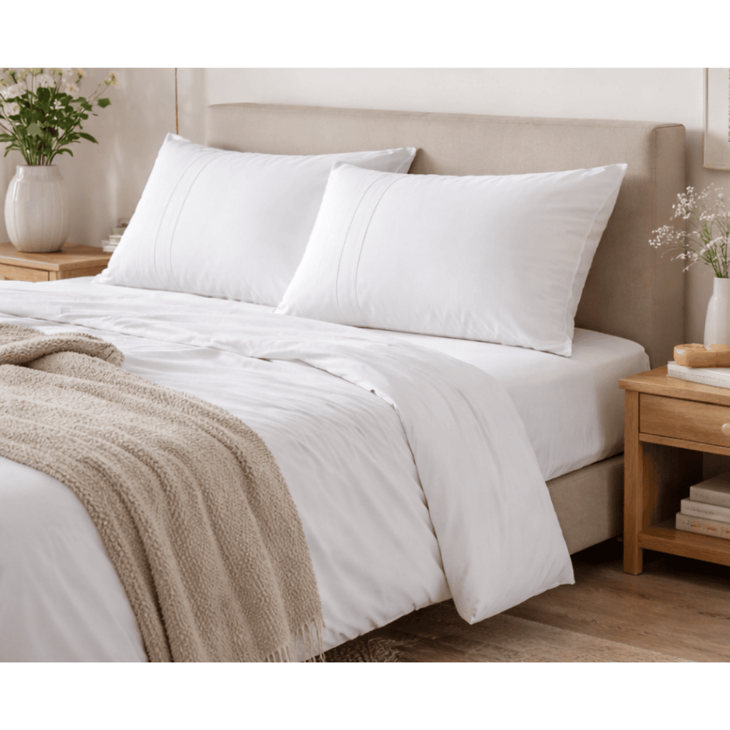 Juego de Sábanas Súper King Blancas Satinadas y Suaves Algodón 100% Indio