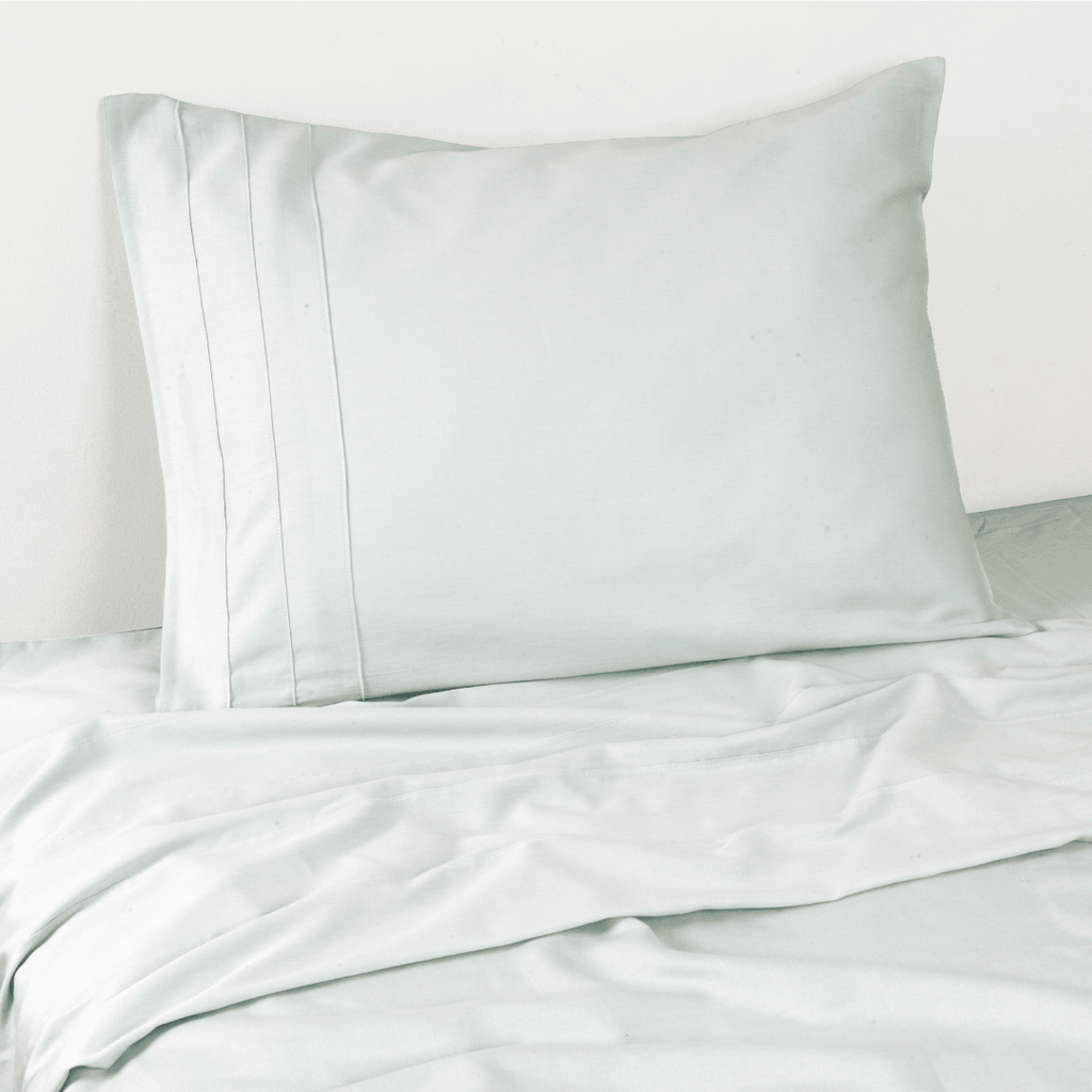 Juego de Sábanas 2 Plazas Verde Agua Satinadas y Suaves Algodón 100% Indio
