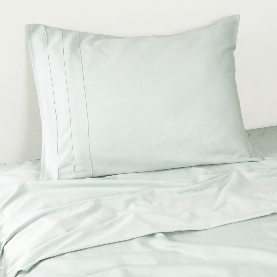 Juego de Sábanas 2 Plazas Verde Agua Satinadas y Suaves Algodón 100% Indio