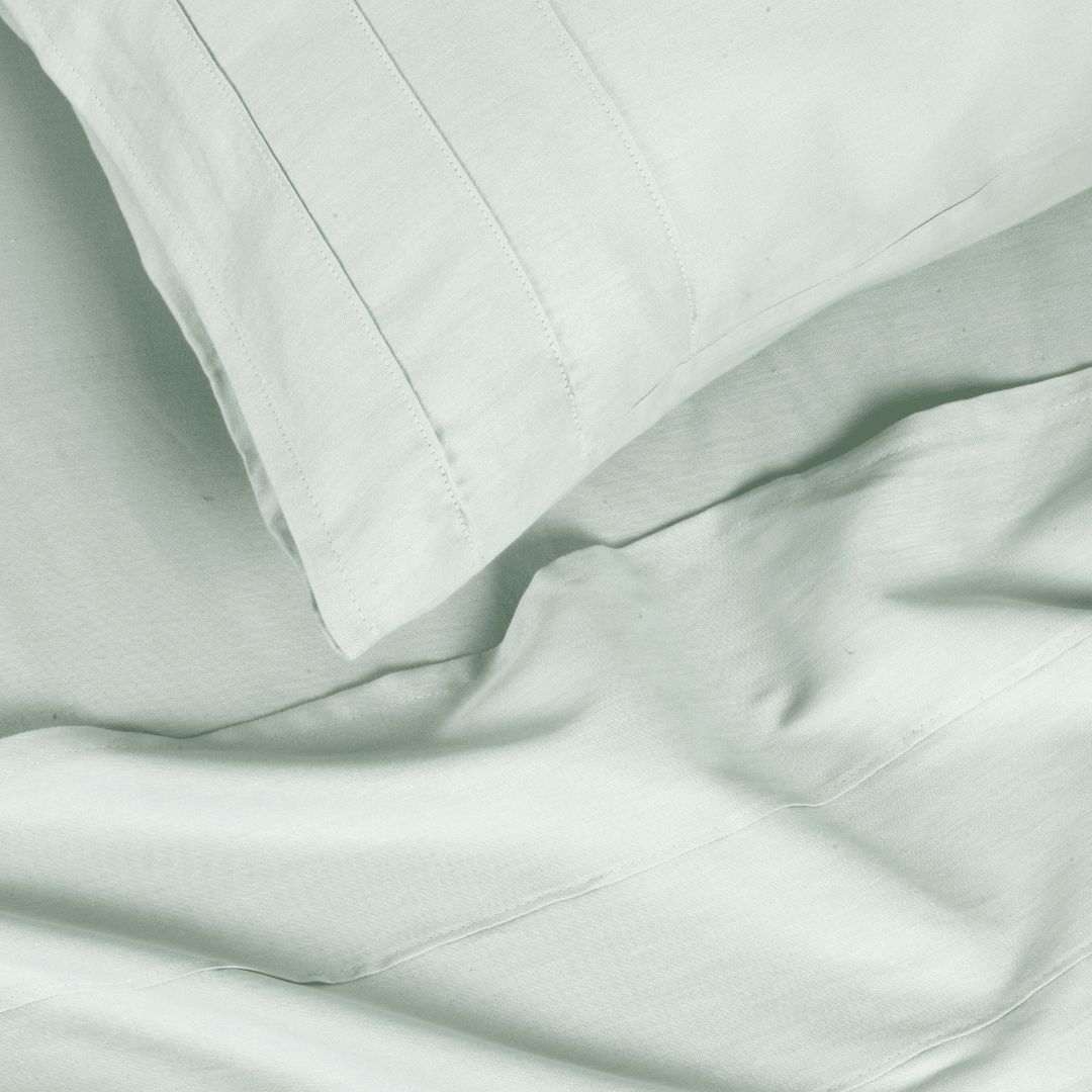 Juego de Sábanas King Verde Agua Satinadas y Suaves Algodón 100% Indio