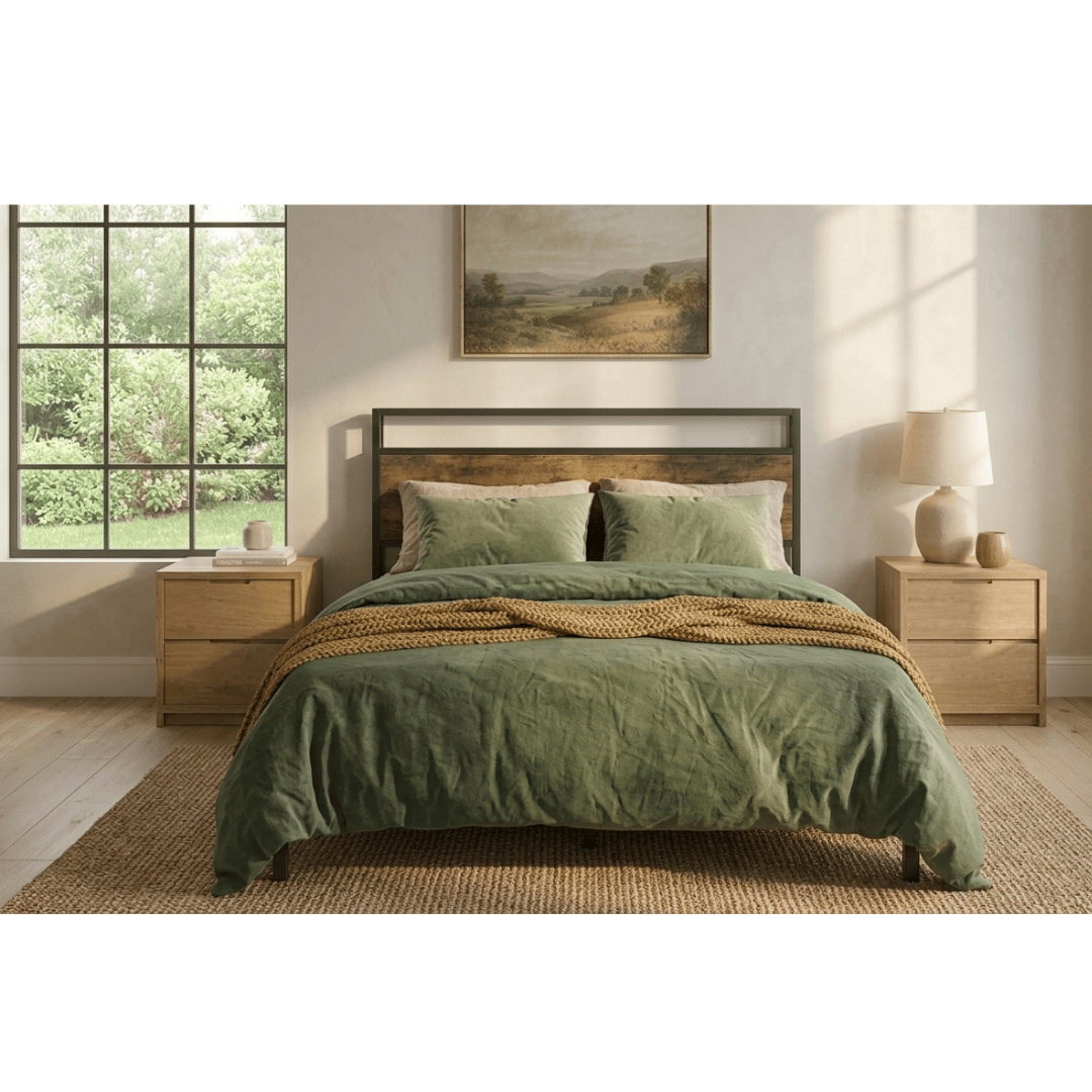Base de Cama Verona 2 Plazas 150x190 cms con respaldo y repisa 35cms alto