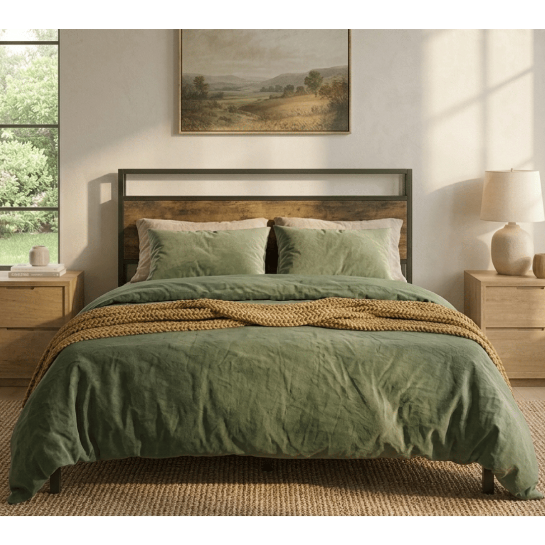 Base de Cama Verona 2 Plazas 150x190 cms con respaldo y repisa 35cms alto