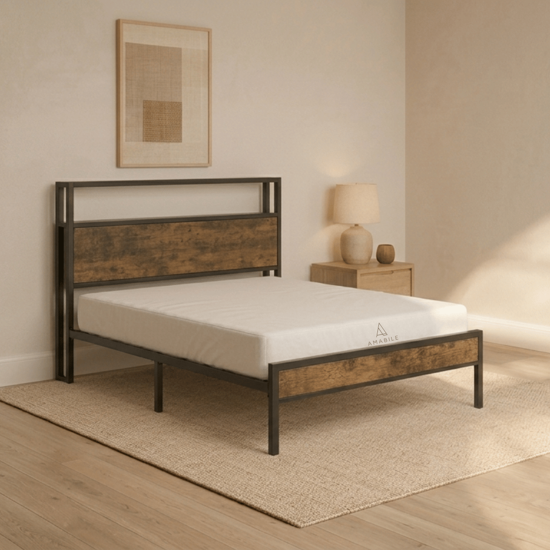 Base de Cama Verona 2 Plazas 150x190 cms con respaldo y repisa 35cms alto