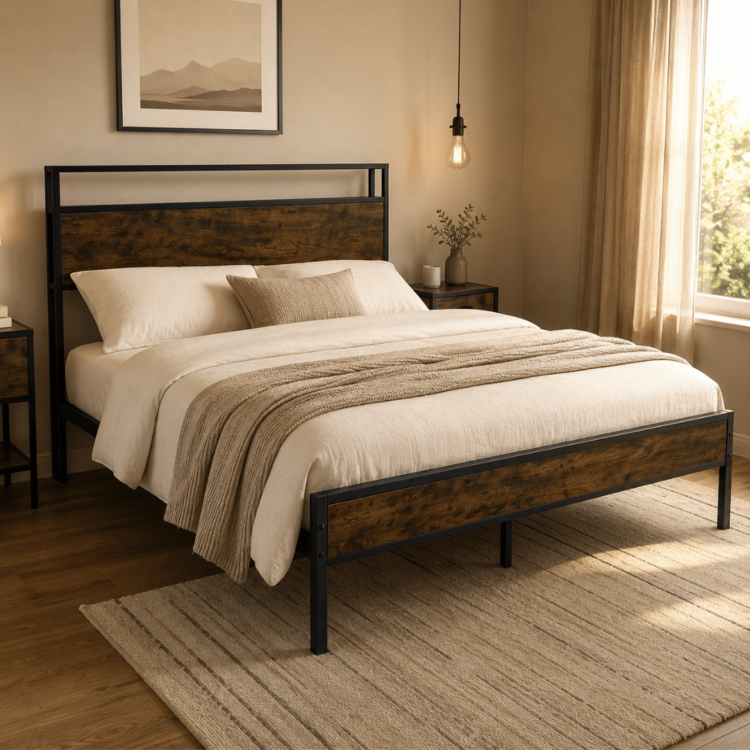 Base de Cama Verona 2 Plazas con respaldo y repisa 35cms alto