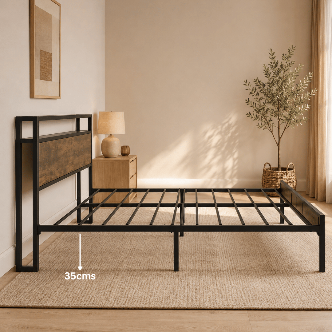 Base de Cama Verona 2 Plazas con respaldo y repisa 35cms alto