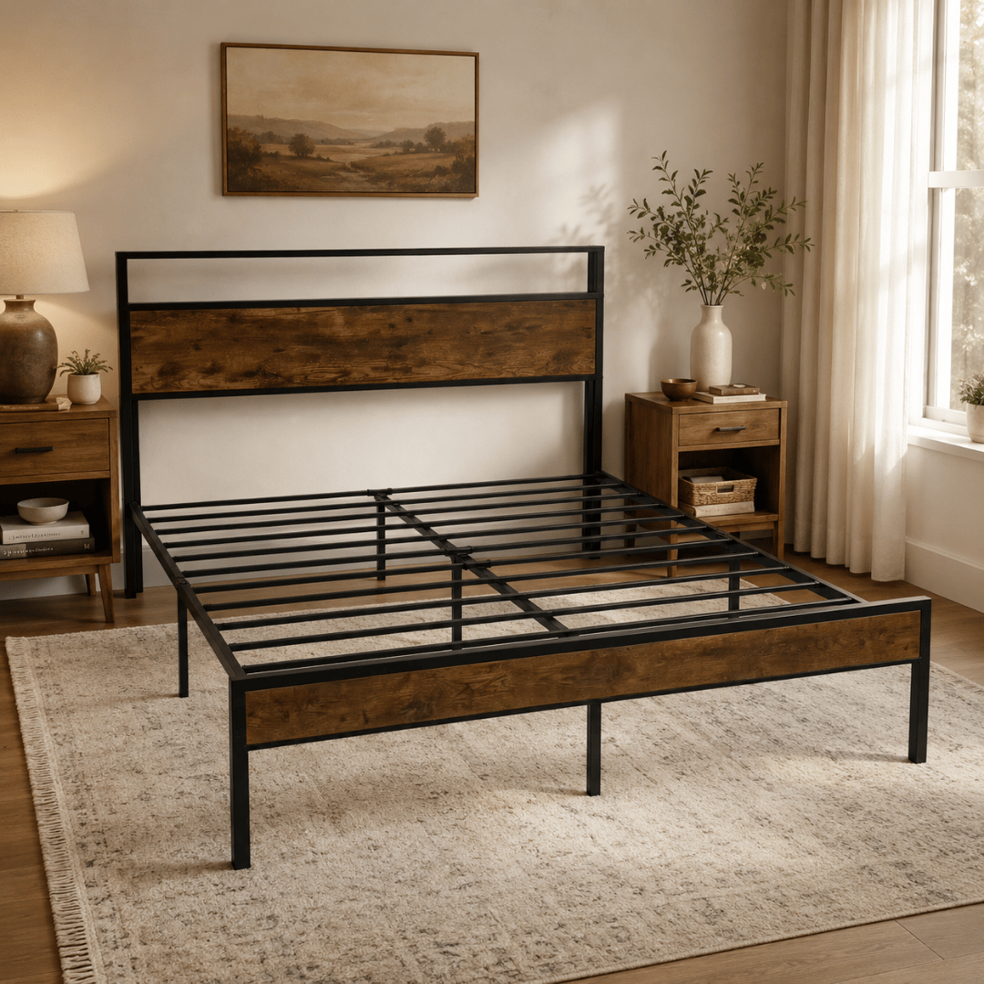 Base de Cama Verona 2 Plazas con respaldo y repisa 35cms alto