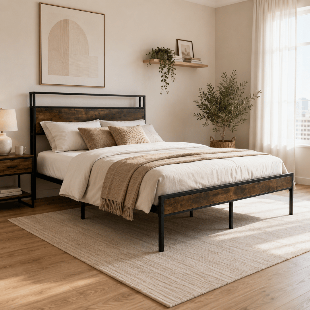 Base de Cama Verona 2 Plazas con respaldo y repisa 35cms alto