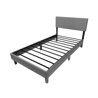 Base de cama Cortona con Respaldo 1 Plaza Gris Claro