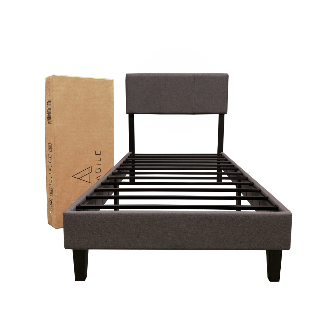 Base de Cama Con Respaldo Genova 1,5 Plazas 105x190x20 cms Gris Oscuro
