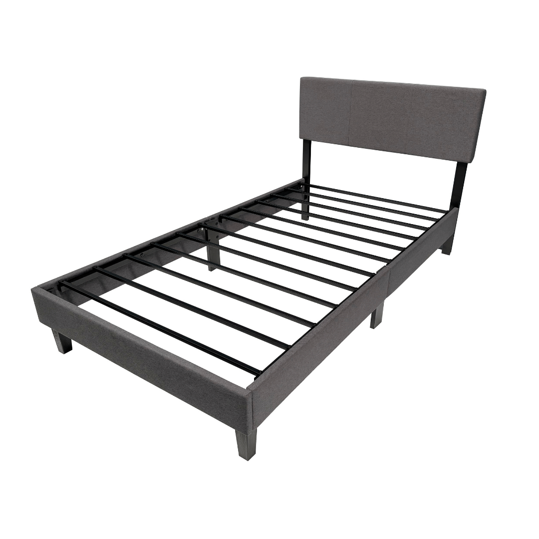 Base de cama Genova con Respaldo 1 Plaza Gris Oscuro