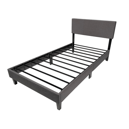 Base de cama Genova con Respaldo 1 Plaza Gris Oscuro