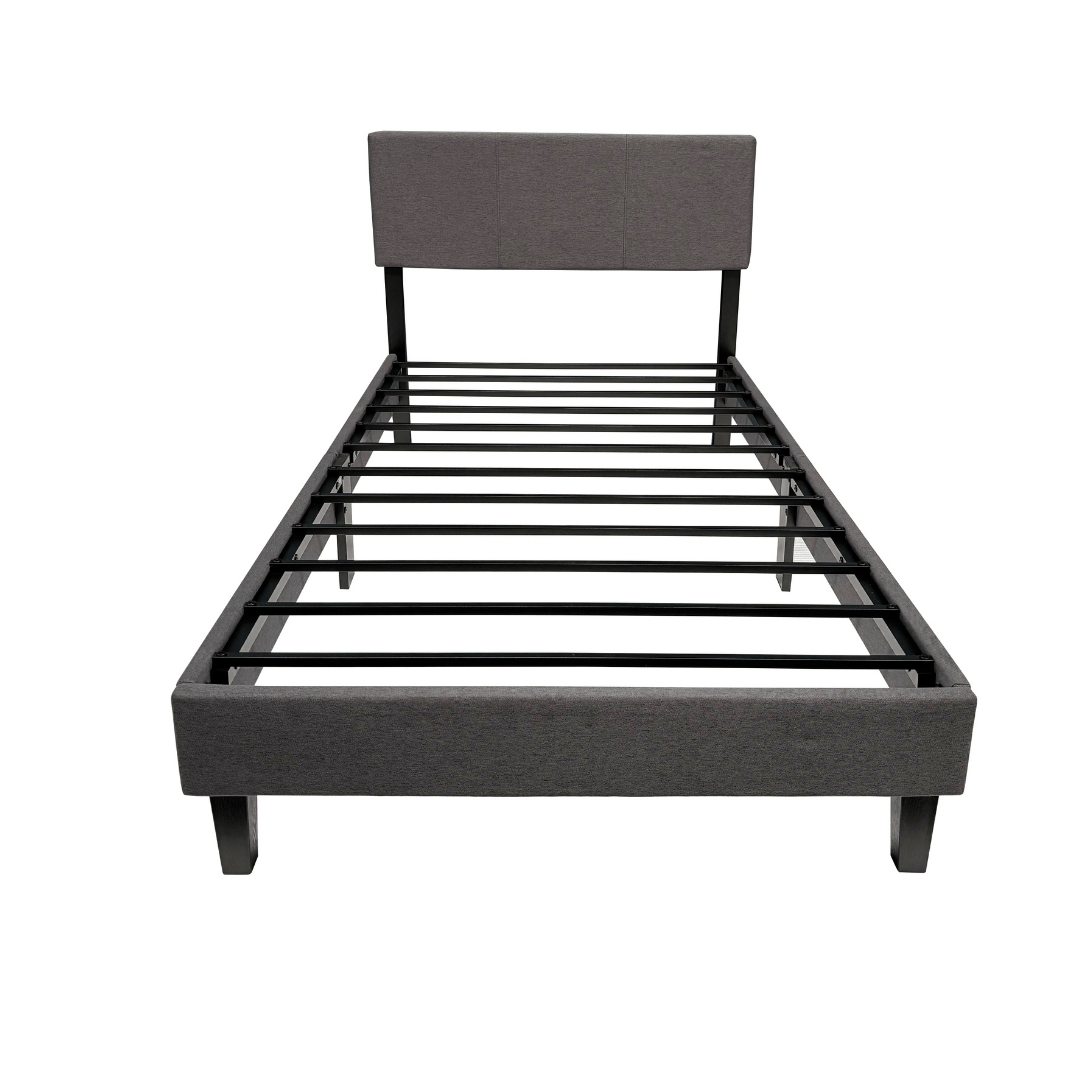 Base de Cama Con Respaldo Genova 1,5 Plazas 105x190x20 cms Gris Oscuro