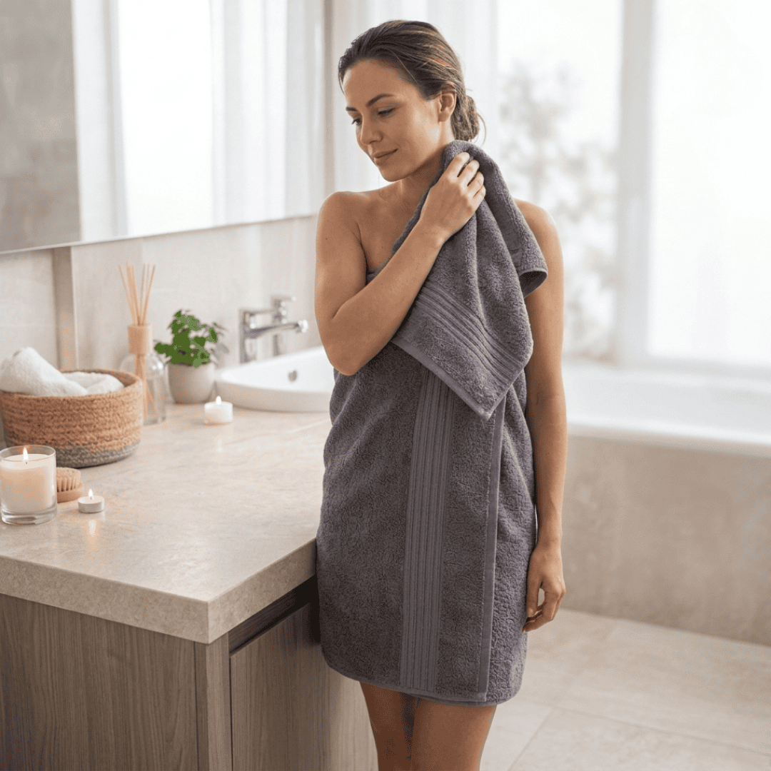 Toalla Cuerpo 500g Extra Grande 90x180cms Gris Oscuro 100% Algodón Indio