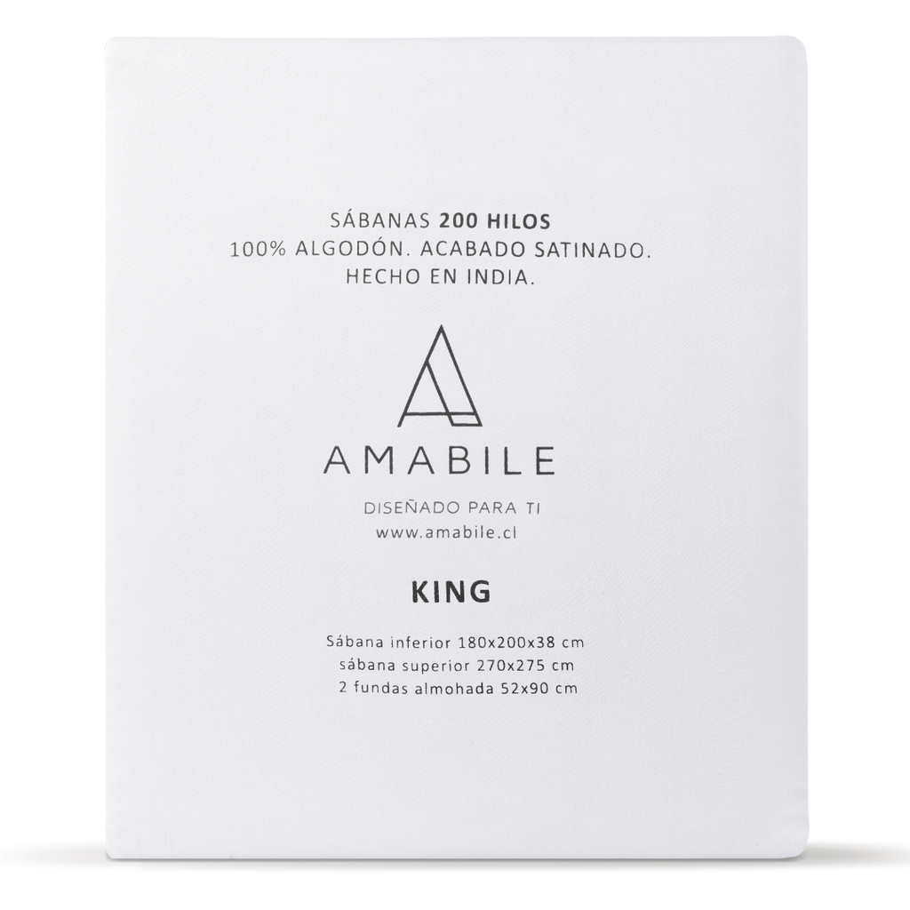 Juego de Sábanas King Blancas Satinadas y Suaves Algodón 100% Indio