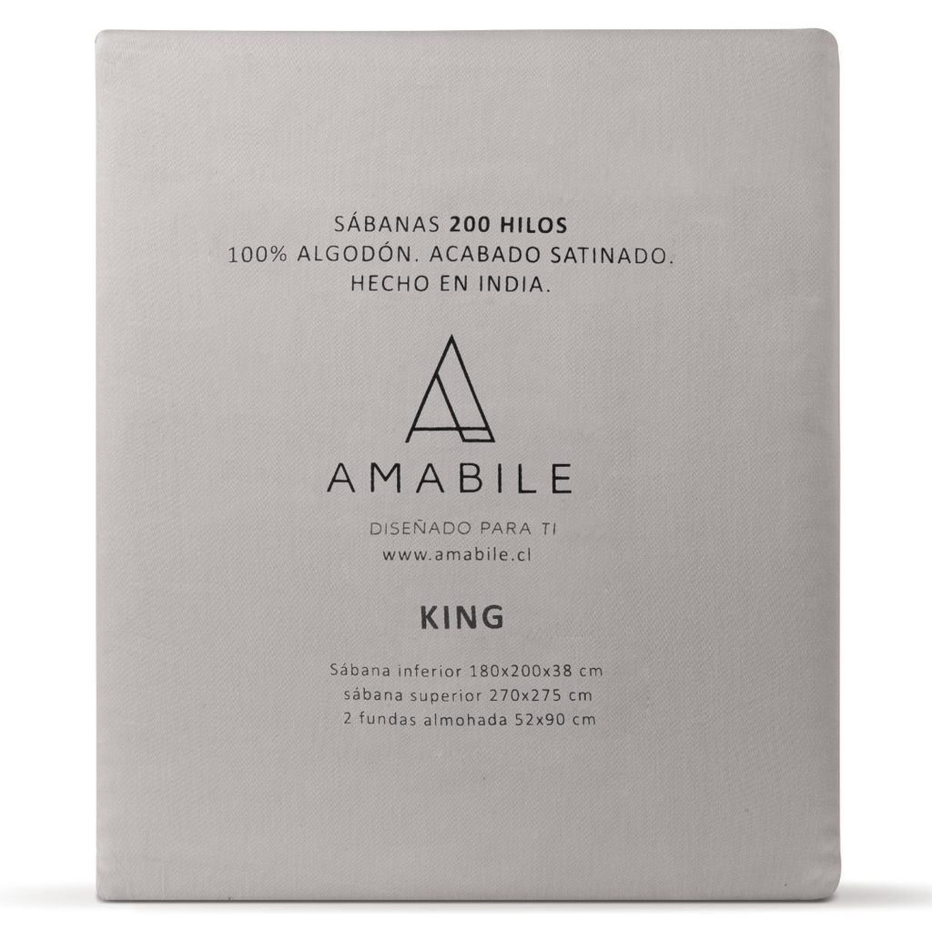 Juego de Sábanas King Grises Satinadas y Suaves Algodón 100% Indio