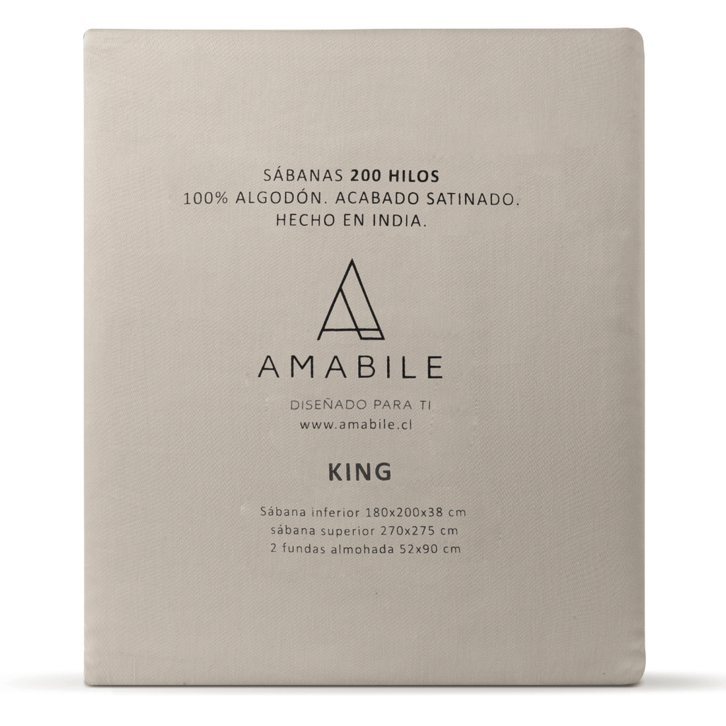Juego de Sábanas King Beige Satinadas y Suaves Algodón 100% Indio