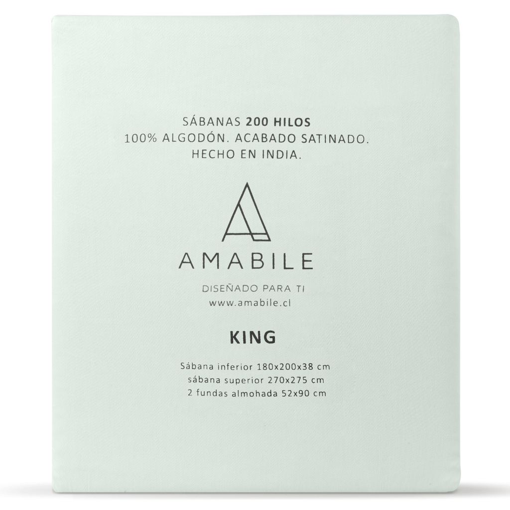 Juego de Sábanas King Verde Agua Satinadas y Suaves Algodón 100% Indio