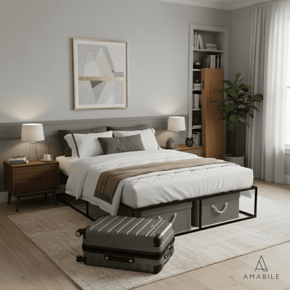 Base De Cama Metálica Roma 2 Plazas Con Almacenaje