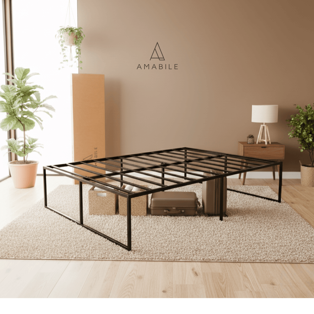 Base De Cama 40cm Amabile Siena 1.5 Plazas Fierro Negro