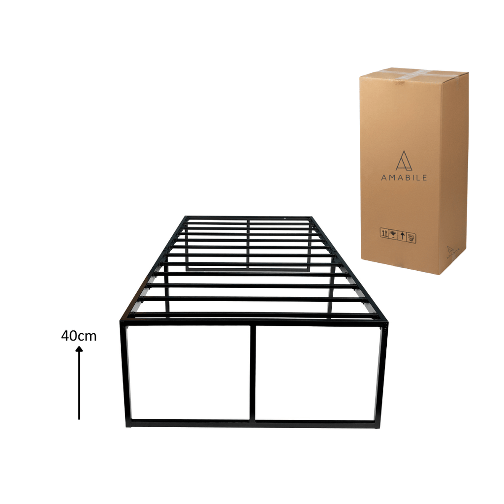 Base De Cama 40cm Amabile Siena 1.5 Plazas Fierro Negro