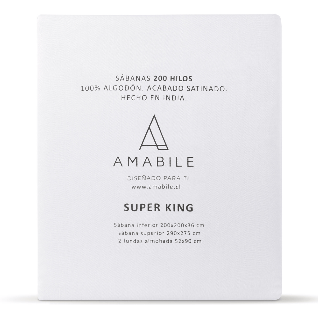 Juego de Sábanas Súper King Blancas Satinadas y Suaves Algodón 100% Indio