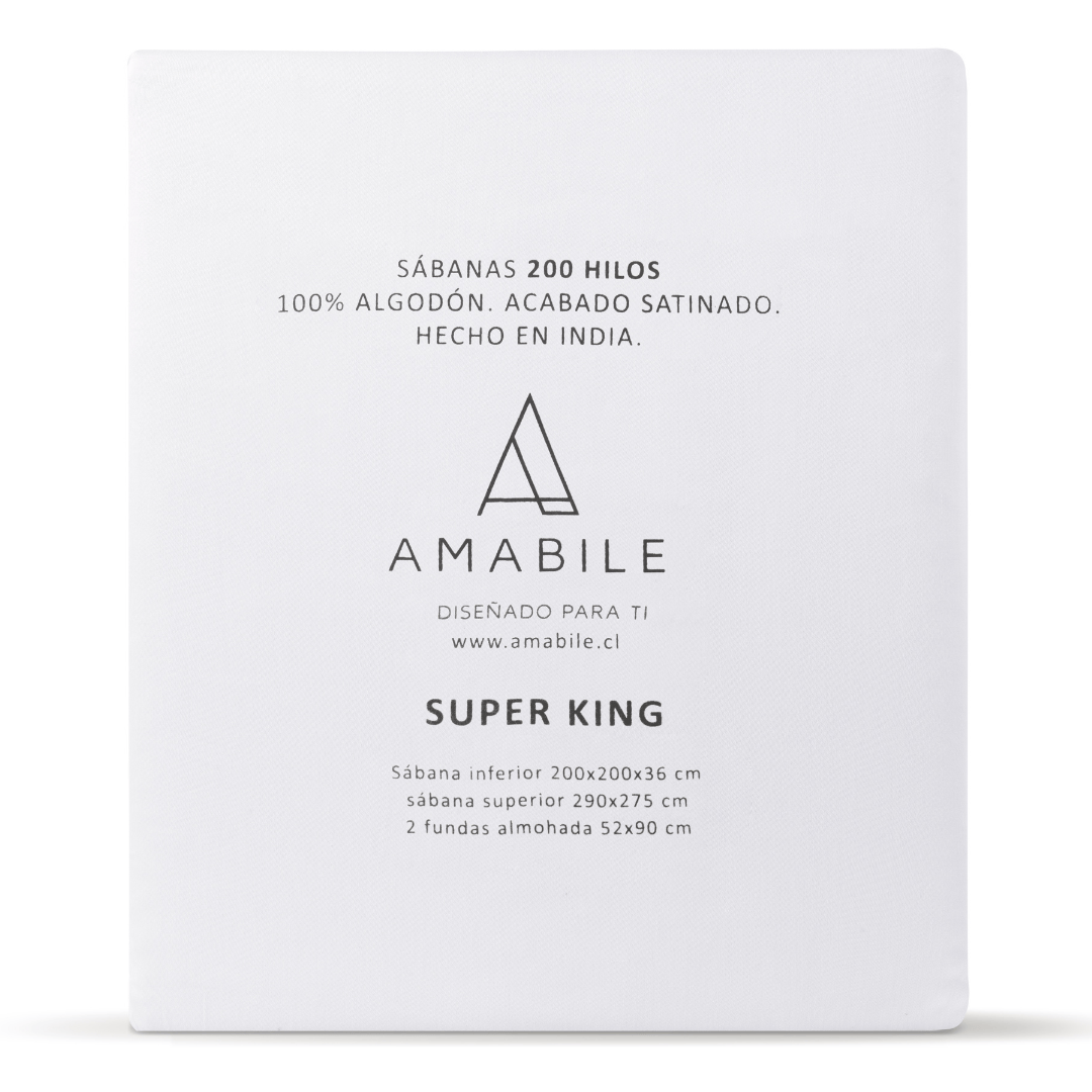Juego de Sábanas Súper King Blancas Satinadas y Suaves Algodón 100% Indio