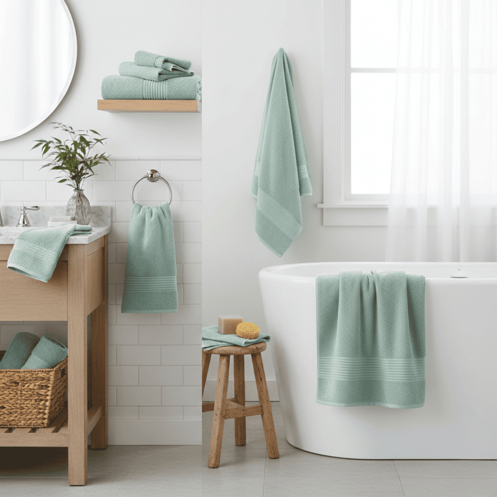 Toalla Cuerpo 500g Extra Grande 90x180cms Verde Agua 100% Algodón Indio