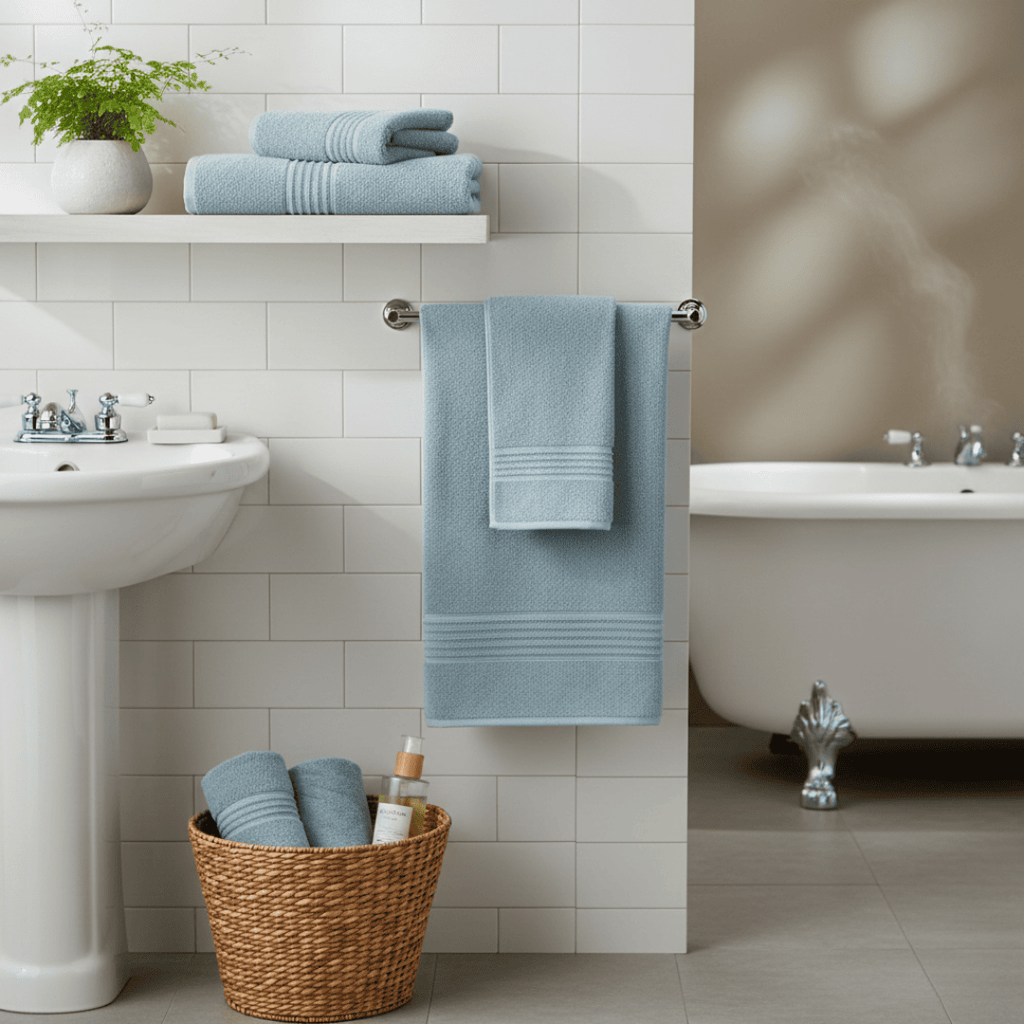 Toalla Mano / Cara 500g   50cms x 90cms Celeste 100% Algodón Indio