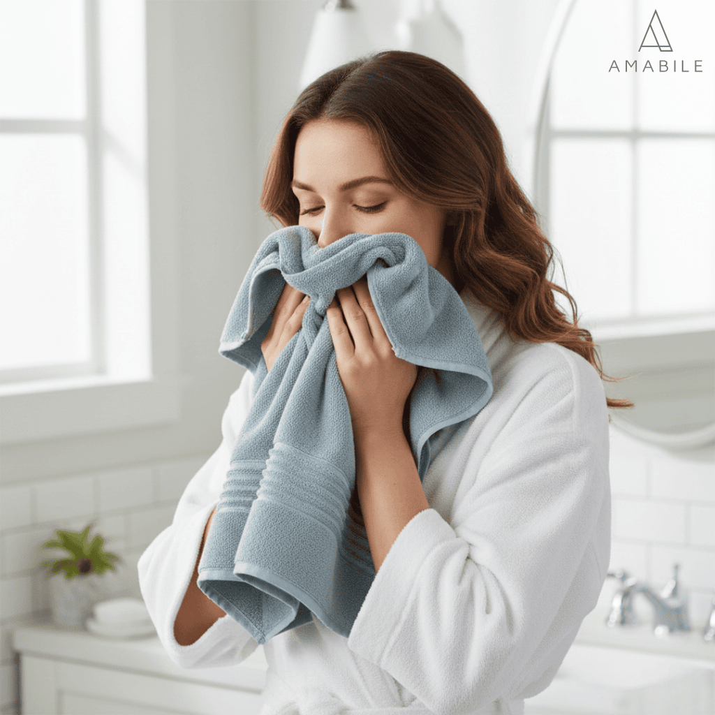 Toalla Mano / Cara 500g   50cms x 90cms Celeste 100% Algodón Indio