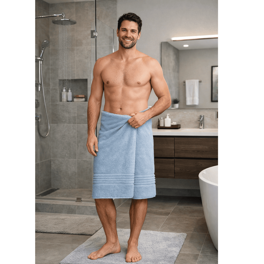 Toalla Cuerpo 500g Extra Grande 90x180cms Celeste 100% Algodón Amabile