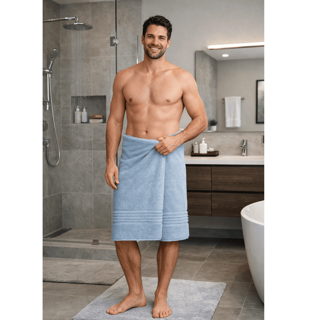 Toalla Cuerpo 500g Extra Grande 90x180cms Celeste 100% Algodón Amabile