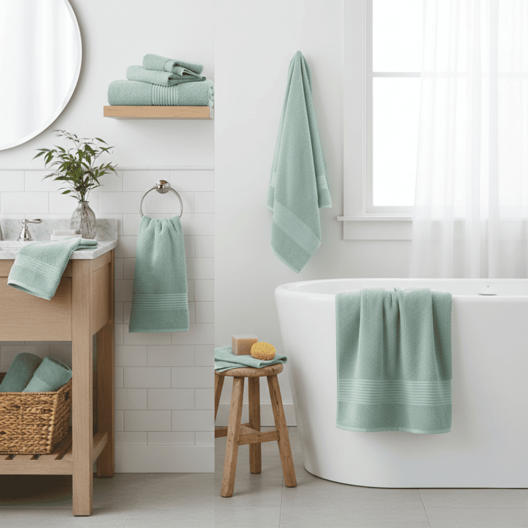 Toalla Baño Extra Grande 180x90 cm Algodón Indio 500g Verde Agua