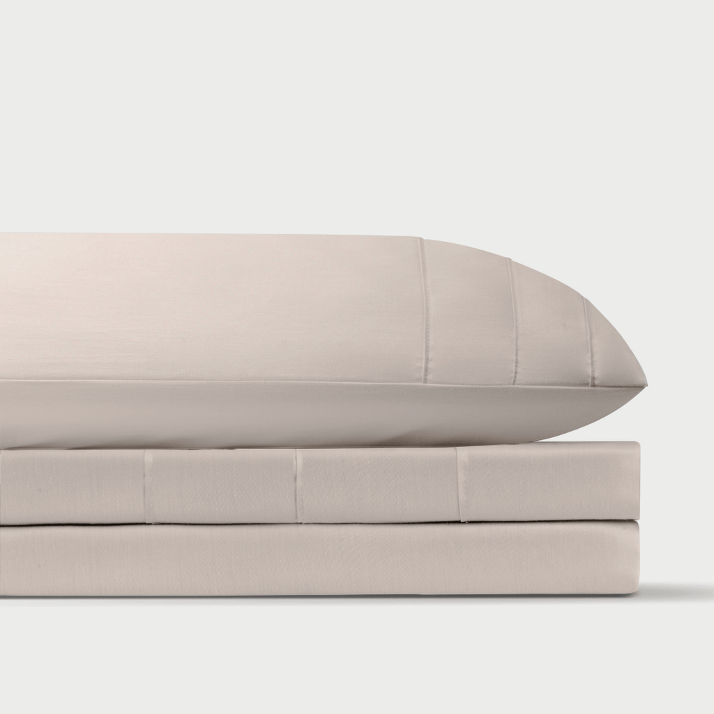 Juego de Sábanas 1 Plaza Beige Satinadas y Suaves Algodón 100% Indio