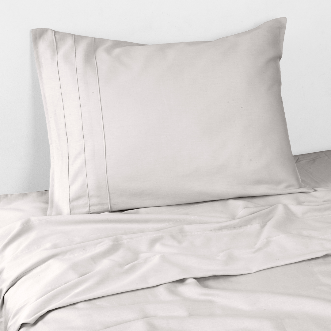 Juego de Sábanas 2 Plazas Grises Satinadas y Suaves Algodón 100% Indio