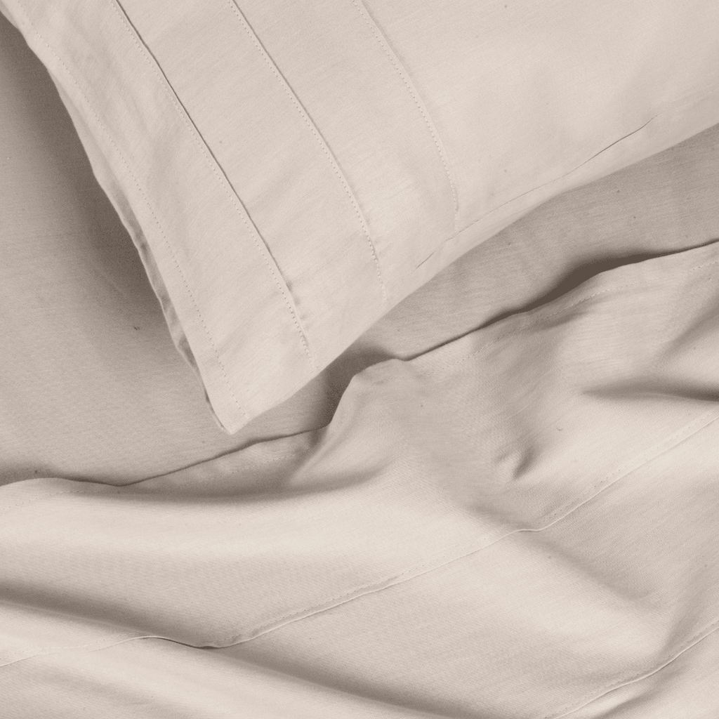Juego de Sábanas 1.5 Plazas Beige Satinadas y Suaves Algodón 100% Indio